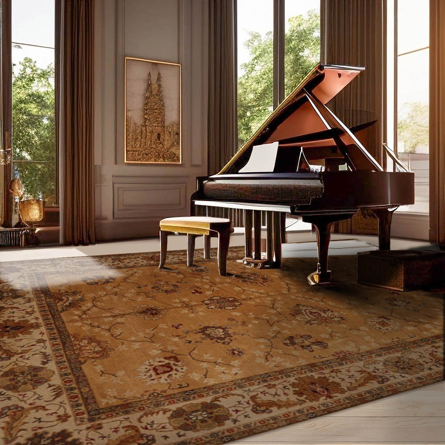 9' 4''x11' 8'' Caramel Beige Rust Color Hand Knotted Oushak 100% Wool Traditional Oriental Rug