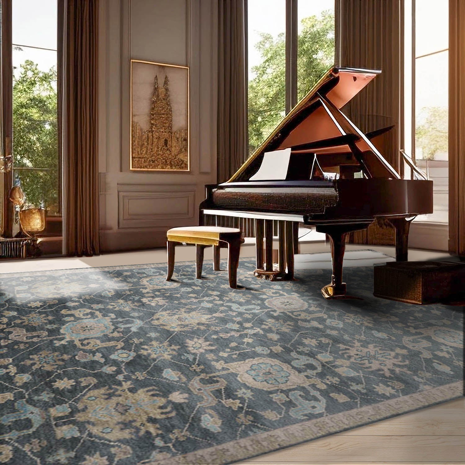 9' x12' 1'' Slate Beige Gray Color Hand Knotted Persian 100% Wool Traditional Oriental Rug