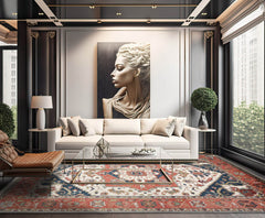 9' 11''x13' 11'' Cream Salmon Navy Color Hand Knotted Persian 100% Wool Traditional Oriental Rug