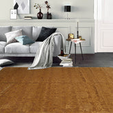 5' 11''x9' 2'' Tone on Tone Gold Color Hand Knotted Tibetan Wool and Silk Transitional Oriental Rug