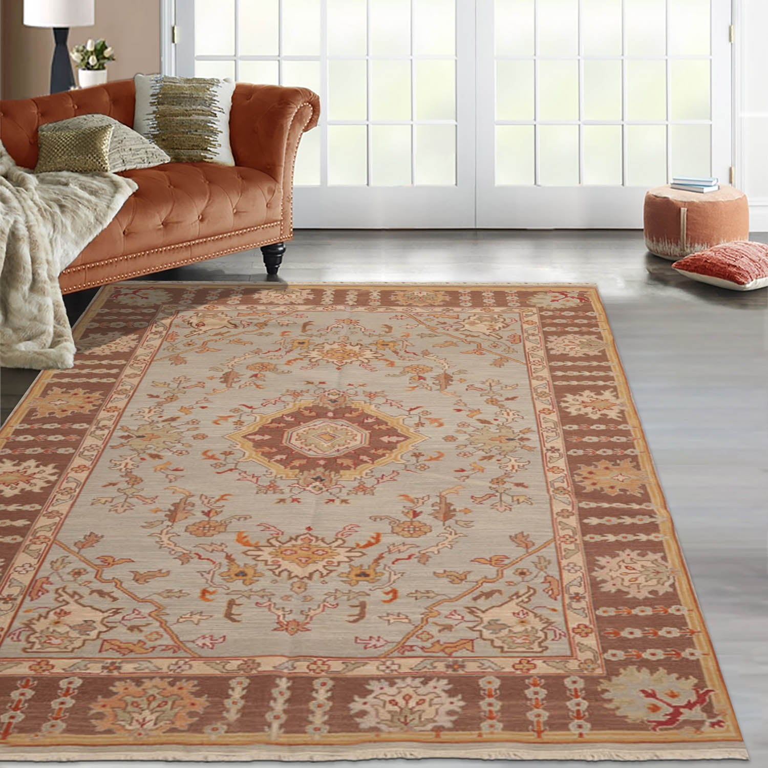 5' 10''x8' 10'' Moss Brown Gold Color Hand Knotted Sino Persian 100% Wool Traditional Oriental Rug