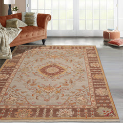 5' 10''x8' 10'' Moss Brown Gold Color Hand Knotted Sino Persian 100% Wool Traditional Oriental Rug