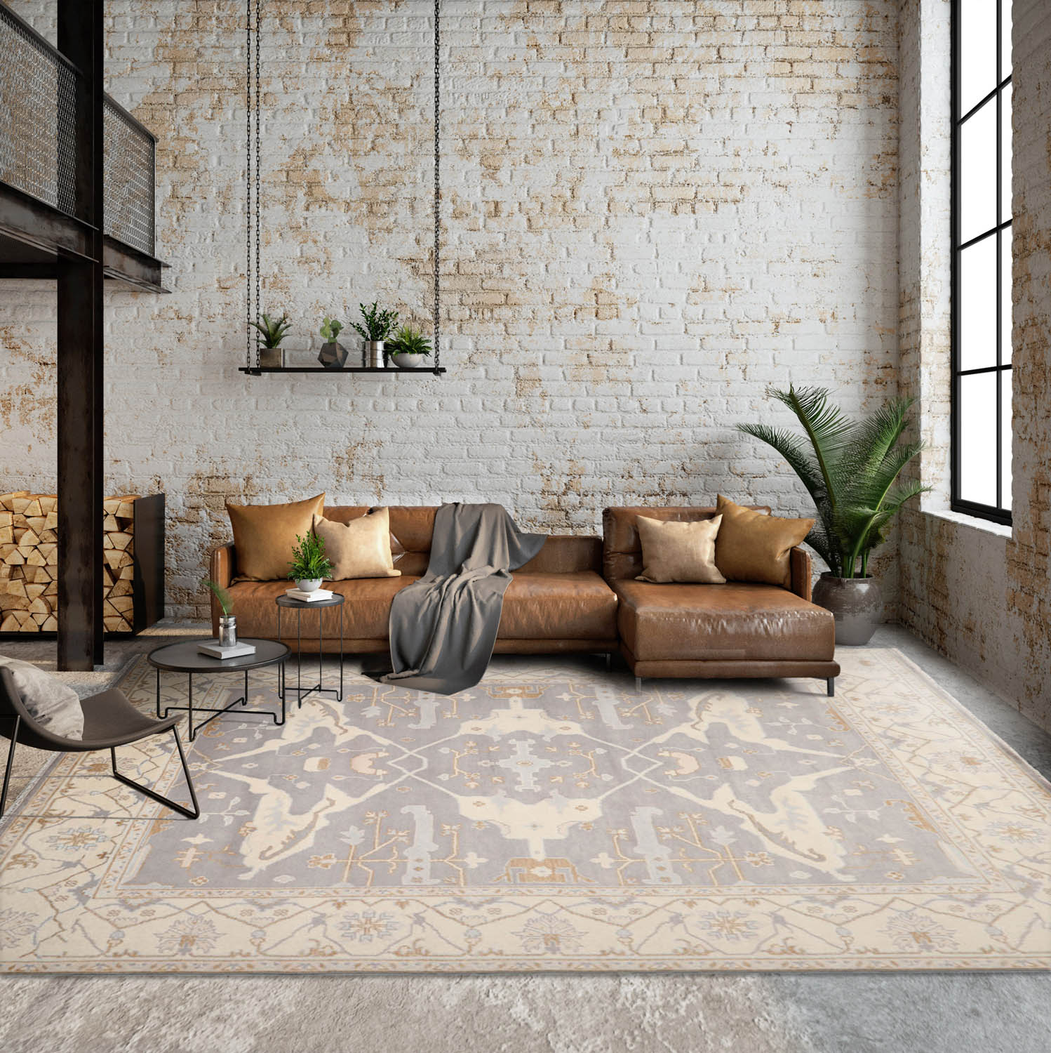 9' 3''x11' 11'' Gray Ivory Brown Color Hand Knotted Persian 100% Wool Traditional Oriental Rug