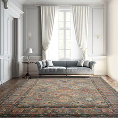 9' 2''x12' 3'' Gray Blue Rose Color Hand Knotted Persian 100% Wool Traditional Oriental Rug