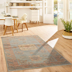 3x5 Slate, Blush, Ivory Color Hand Knotted All-Over 100% Wool Traditional Oriental Rug