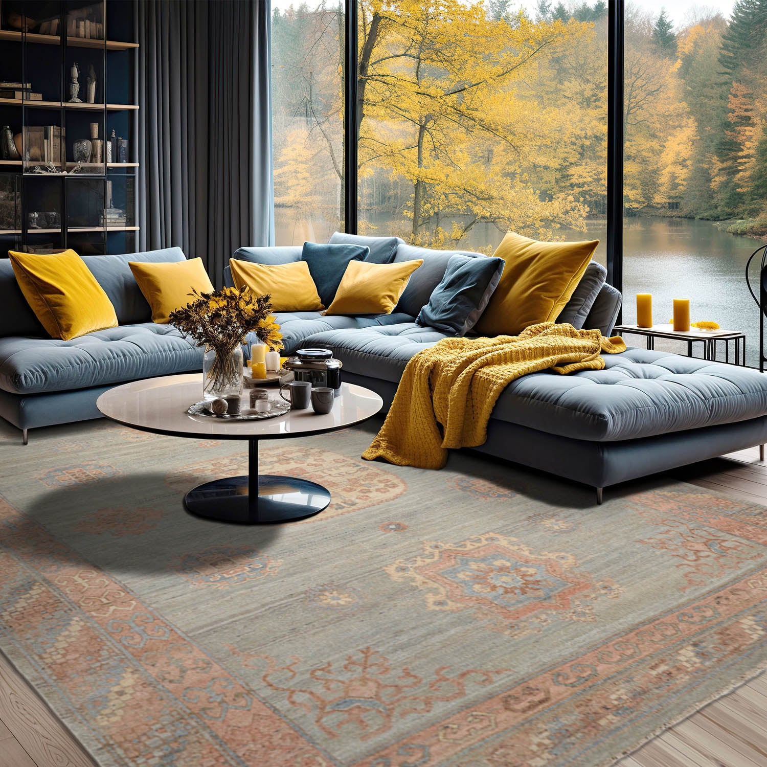 8x10 Celadon, Blush, Blue Color Hand Knotted All-Over 100% Wool Traditional Oriental Rug