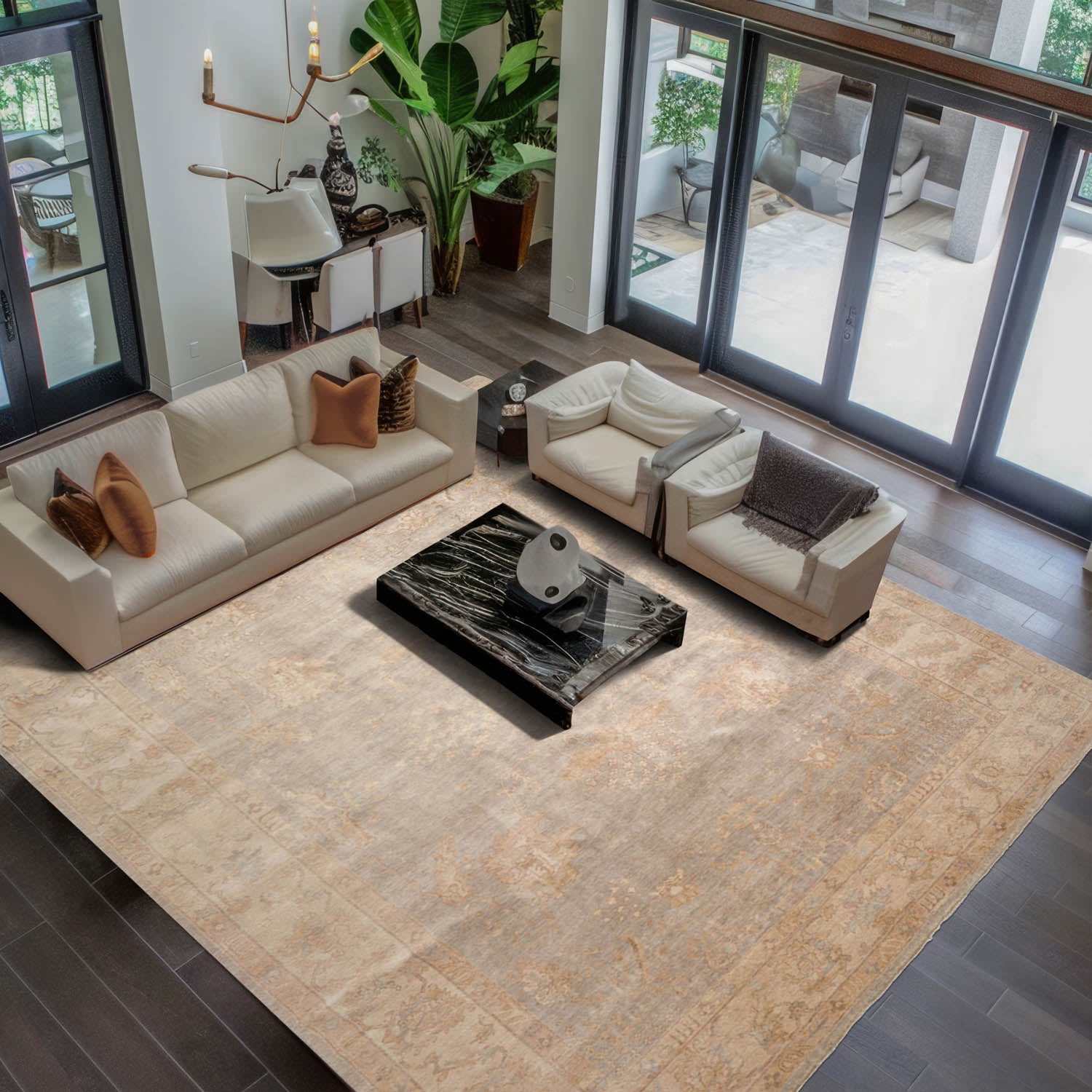 9x13 Silver Gray, Beige, Tan Color Hand Knotted All-Over 100% Wool Traditional Oriental Rug