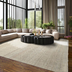 9 x 12 Gray Beige Color Hand Knotted All-Over 100% Wool Traditional Oriental Rug