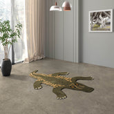 3 x 5 Green Gold Black Color Hand Tufted All-Over 100% Wool Novelty/ Animal Oriental Rug