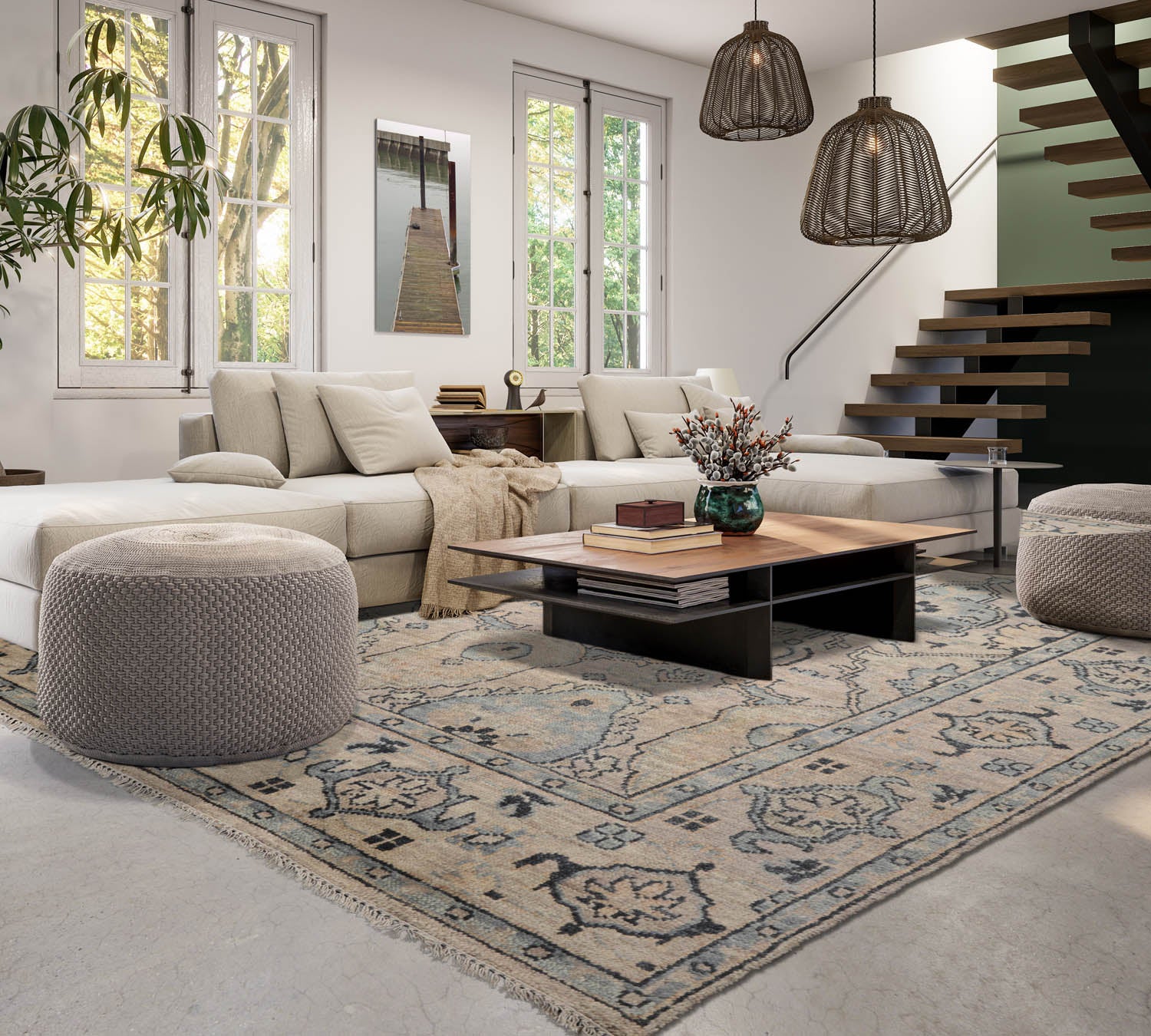 8x10 Taupe, Gray, Slate Color Hand Knotted All-Over 100% Wool Traditional Oriental Rug