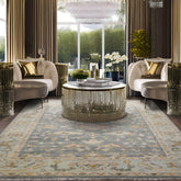 8 x 10 Slate Mint Blush Color Hand Knotted All-Over 100% Wool Traditional Oriental Rug