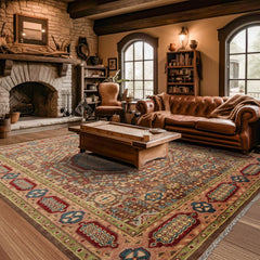 9x12 Brown, Blush, Rust Color Hand Knotted All-Over 100% Wool Traditional Oriental Rug