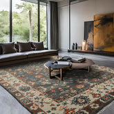 8x10 Gray, Burnt Orange, Light Gold Color Hand Knotted All-Over 100% Wool Traditional Oriental Rug