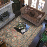 8 x 10 Gray Gray Teal Color Hand Knotted All-Over 100% Wool Traditional Oriental Rug