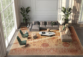 13' 8''x17' 8'' Warm Beige Rust Brown Color Hand Knotted All-Over 100% Wool Traditional Oriental Rug