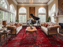 14' x24' 11'' Burgundy Midnight Blue Brown Color Hand Knotted All-Over 100% Wool Traditional Oriental Rug