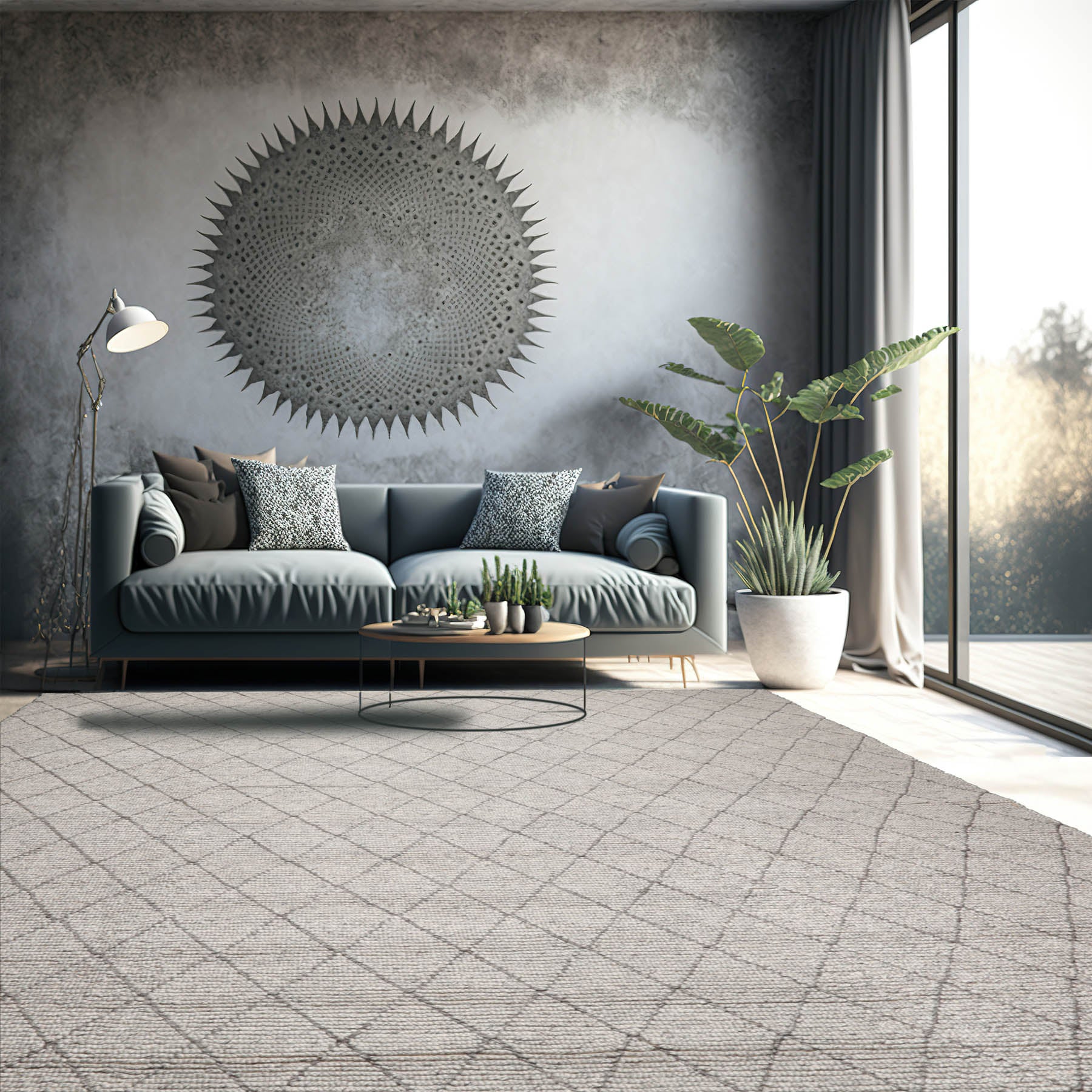 9' 11''x11' 11'' Ash Gray Color Hand Tufted All-Over 100% Wool Traditional Oriental Rug