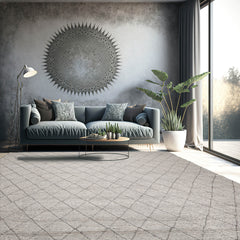 9' 11''x11' 11'' Ash Gray Color Hand Tufted All-Over 100% Wool Traditional Oriental Rug