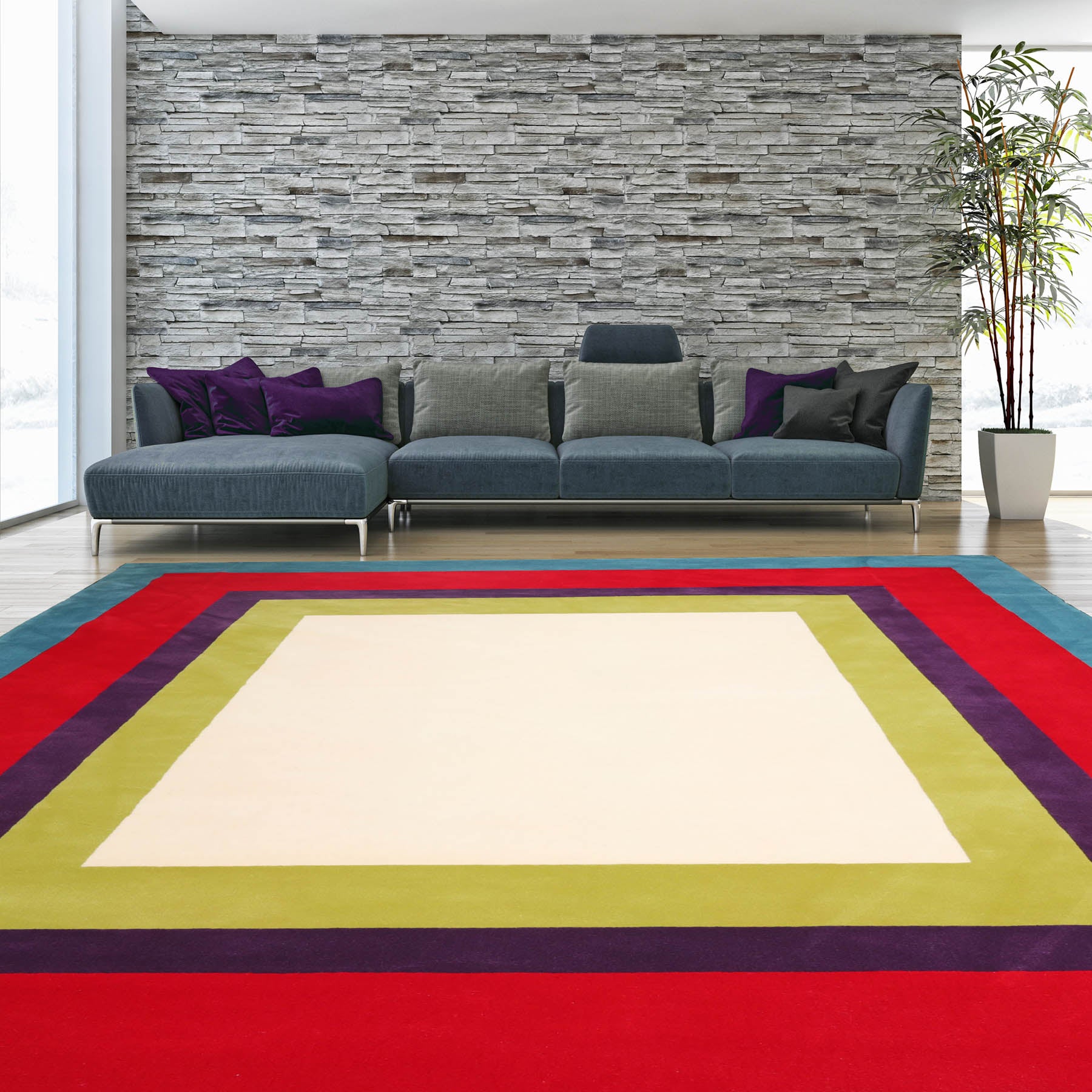 8' x13' Ivory Lime Red Color Machine Made All-Over 100% Wool Traditional Oriental Rug