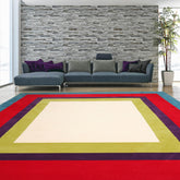 8' x13' Ivory Lime Red Color Machine Made All-Over 100% Wool Traditional Oriental Rug