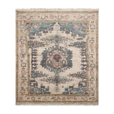5' 2''x6' 1'' Beige Blue Tan Color Hand Knotted All-Over 100% Wool Traditional Oriental Rug