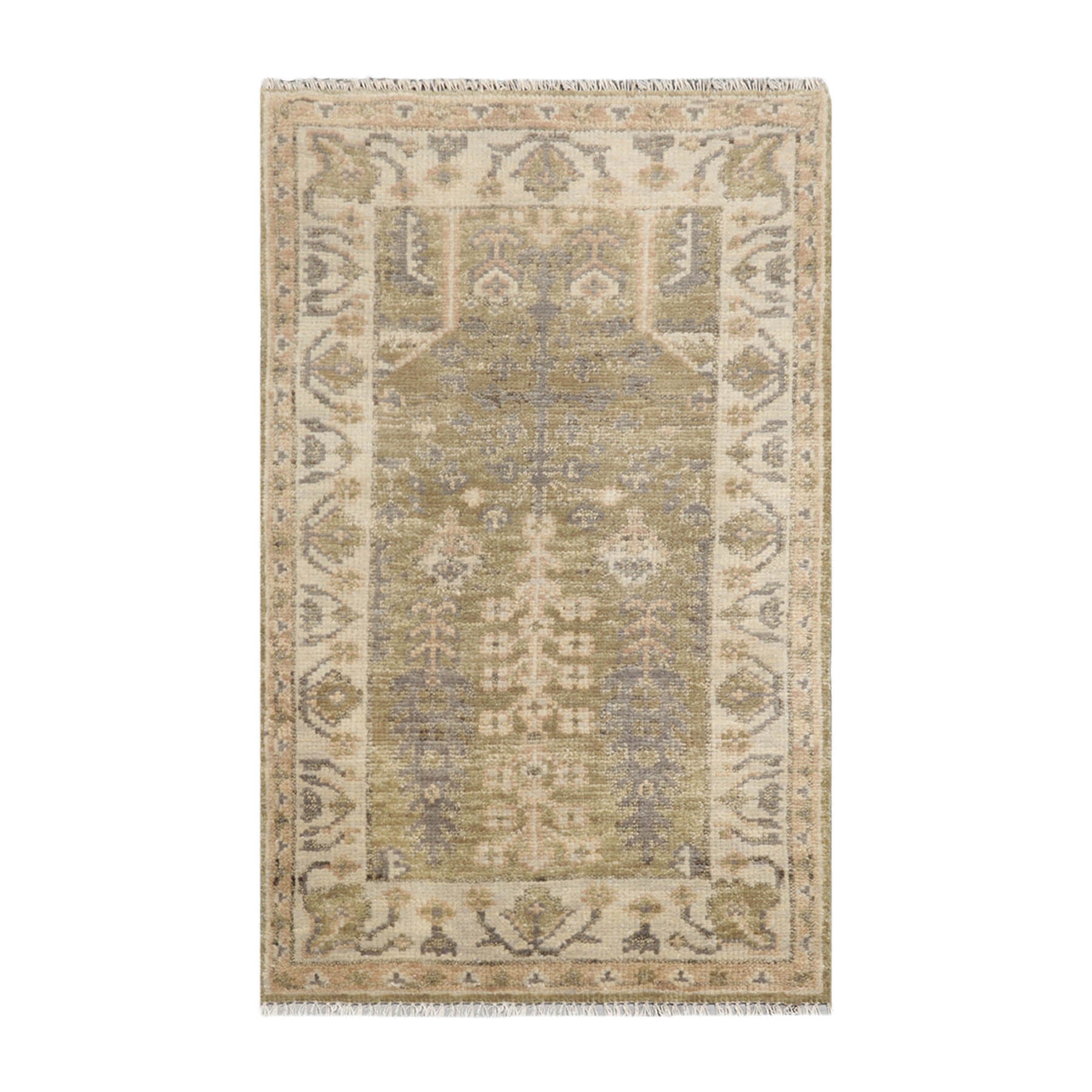 3' x5' Sage Beige Gray Color Hand Knotted All-Over 100% Wool Traditional Oriental Rug