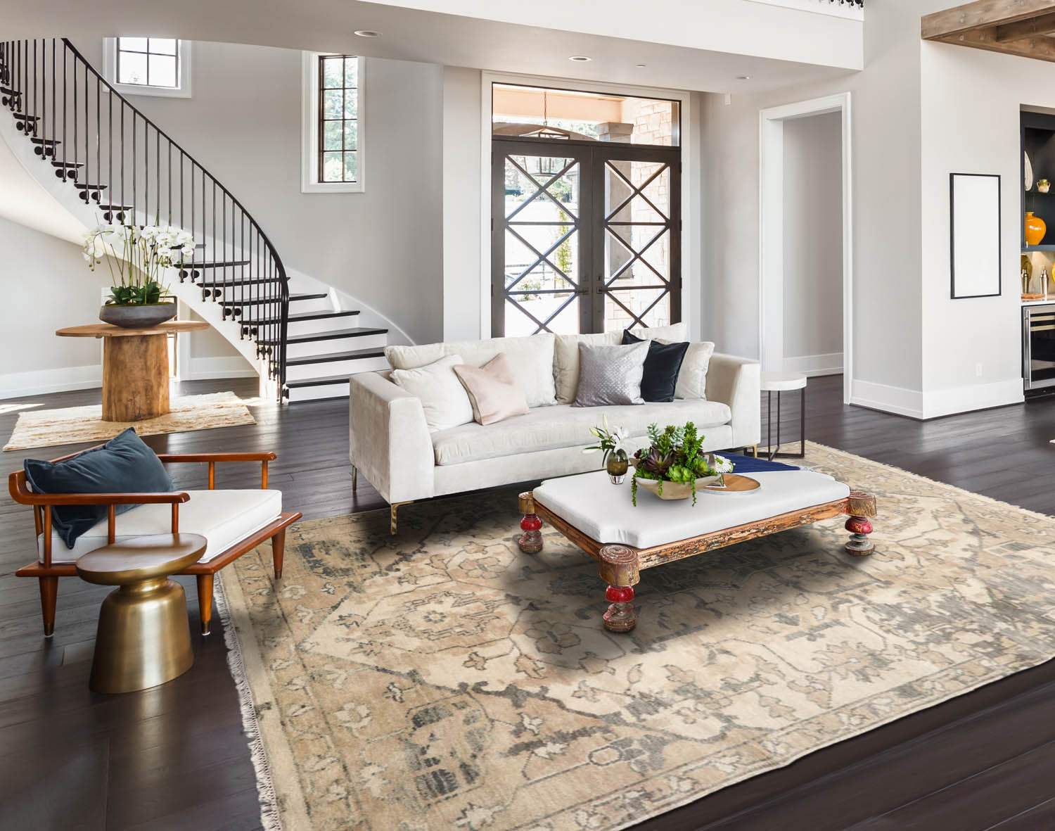 8 x 10 Beige Tan Gray Color Hand Knotted All-Over 100% Wool Arts & crafts Oriental Rug