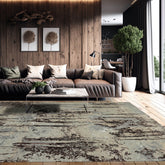 8' x10' Mint Green Neutral Color Hand Knotted All-Over Wool & Silk Modern Oriental Rug