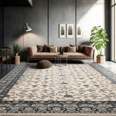9' x12' 6'' vory Gray Charcoal Color Hand Knotted All-Over 100% Wool Traditional Oriental Rug