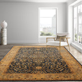 6x9 Denim Gold Brown Color Hand Knotted All-Over 100% Wool Traditional Oriental Rug