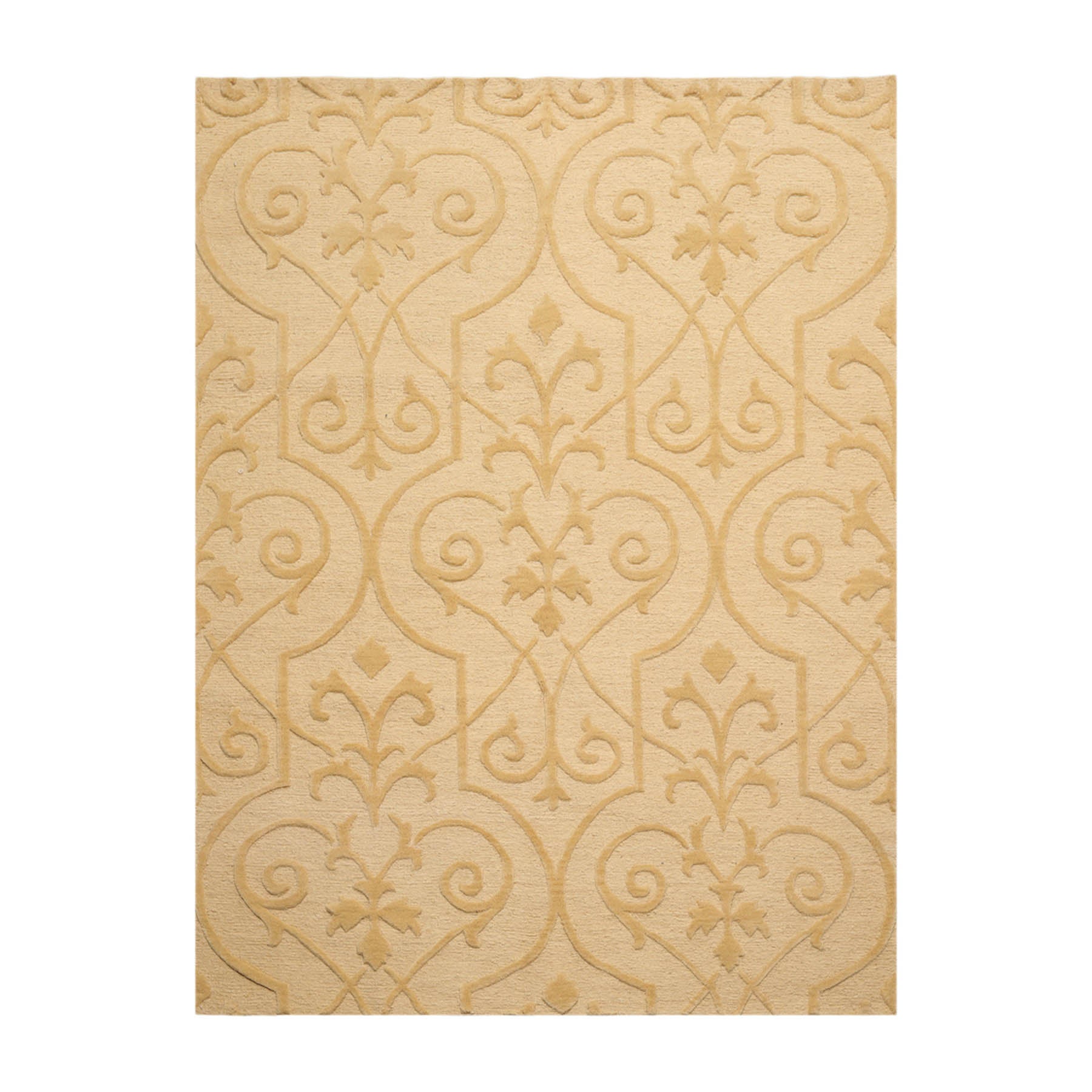 5x7 Pale Gold Color Hand Knotted All-Over 100% Wool Traditional Oriental Rug