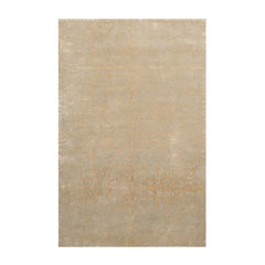 4x6 Gray, Beige Color Hand Knotted All-Over Wool & Silk Traditional Oriental Rug