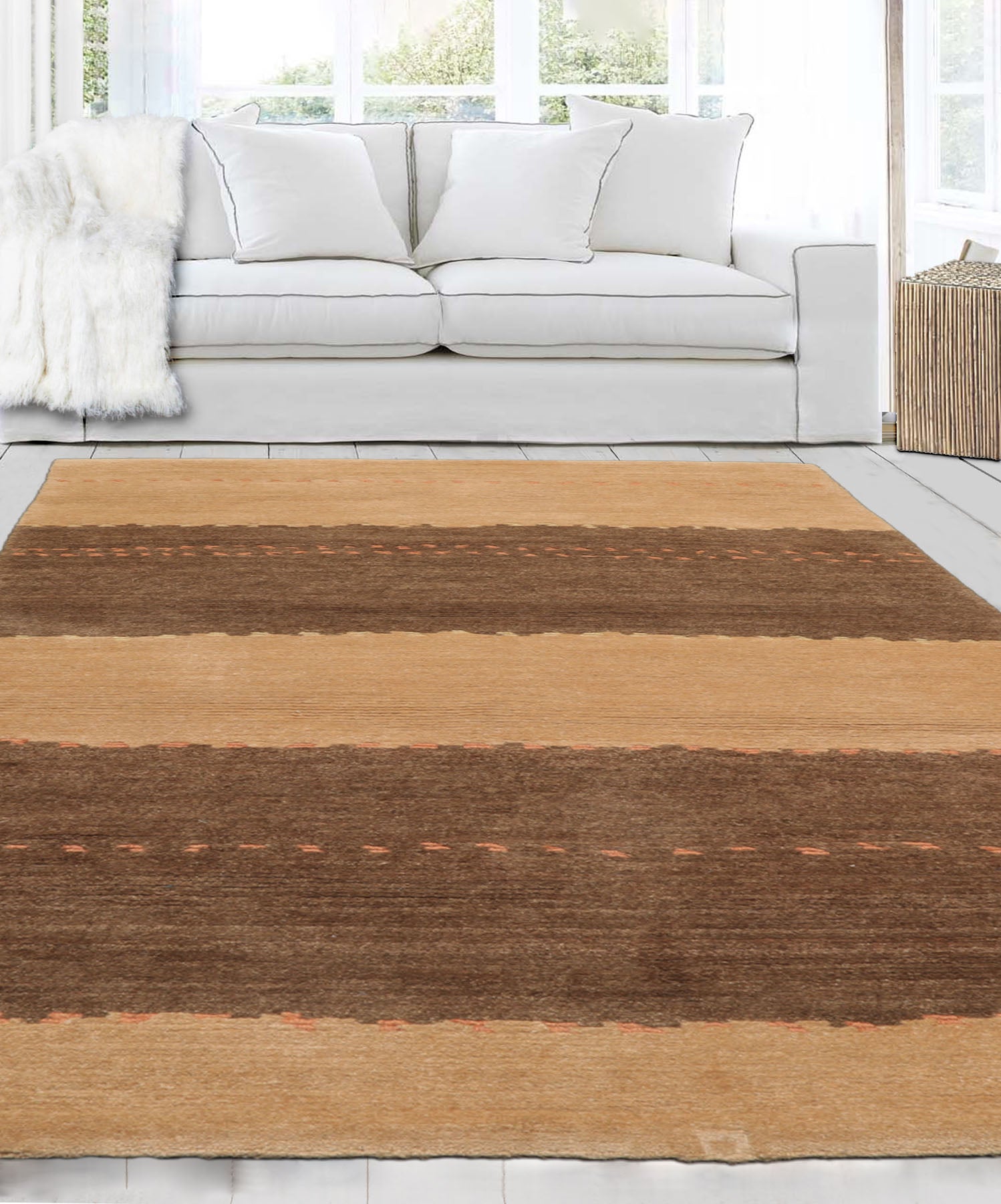 4x6 Camel ,Brown Color Hand Knotted All-Over 100% Wool Modern Oriental Rug