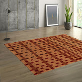 3x5 Maple, Brown, Chocolate Color Hand Knotted All-Over Wool & Silk Modern Oriental Rug