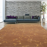 5x8 Camel, Gold, Muted Tones Color Hand Knotted All-Over Wool & Silk Transitional Oriental Rug