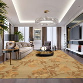6x9 Light Olive, Brown, Beige Color Hand Knotted All-Over 100% Wool Transitional Oriental Rug
