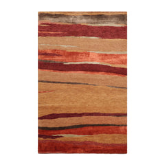 4x6 Maple, Rust, Gray Color Hand Knotted All-Over Wool & Silk Transitional Oriental Rug