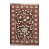 4x6 Chocolate, Mint, Beige Color Hand Knotted All-Over 100% Wool Traditional Oriental Rug
