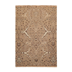 4x6 Camel, Beige, Chocolate Color Hand Knotted All-Over 100% Wool Traditional Oriental Rug