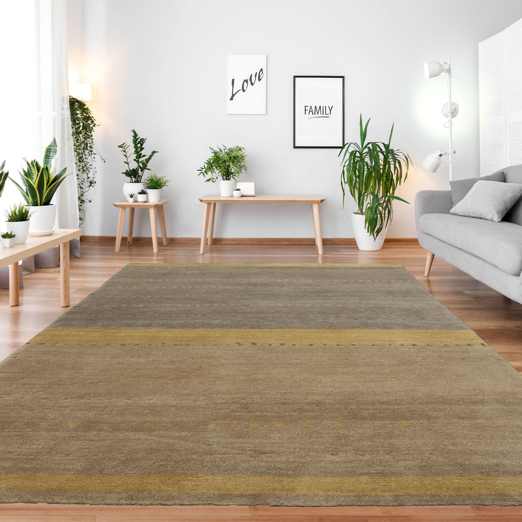 5x7 Moss, Gray, Olive Color Hand Knotted All-Over 100% Wool Traditional Oriental Rug