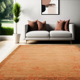 6x9 Maple, Pale Peach, Mossy Gold Color Hand Knotted All-Over 100% Wool Traditional Oriental Rug