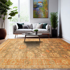 6x9 Gray, Teracotta, Rust Color Hand Knotted All-Over 100% Wool Traditional Oriental Rug