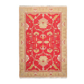 6x9 Chinese Red, Gold, Green Color Hand Knotted All-Over 100% Wool Traditional Oriental Rug