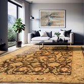 6x9 Brown, Beige, Gold Color Hand Knotted All-Over 100% Wool Traditional Oriental Rug