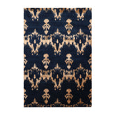 4x6 Navy, Beige Color Hand Knotted All-Over Wool & Silk Traditional Oriental Rug