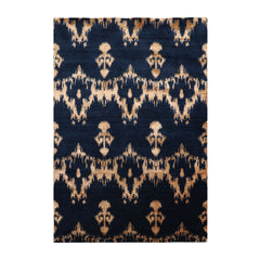 4x6 Navy, Beige Color Hand Knotted All-Over Wool & Silk Traditional Oriental Rug