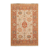 3x5 Beige, Teracotta, Peach Color Hand Knotted All-Over 100% Wool Traditional Oriental Rug