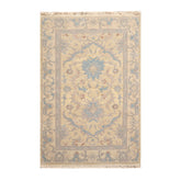 3' 7''x5' 8'' Beige Aqua toupe Color Hand Knotted All-Over 100% Wool Traditional Oriental Rug