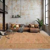 9' 8''x13' 11'' Raspberry Pistacchio Gold Color Hand Knotted All-Over 100% Wool Traditional Oriental Rug