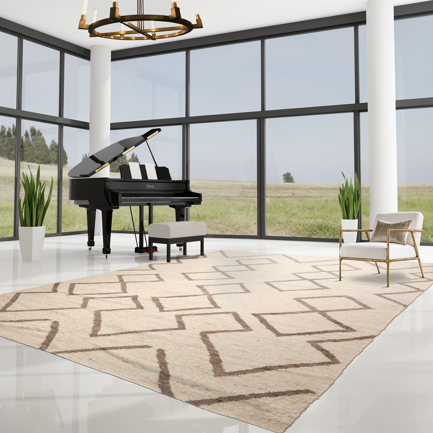 9' 2''x12' 2'' Beige Oatmeal Brown Color Hand Woven Flat Weave 100% Wool Modern & Contemporary Oriental Rug